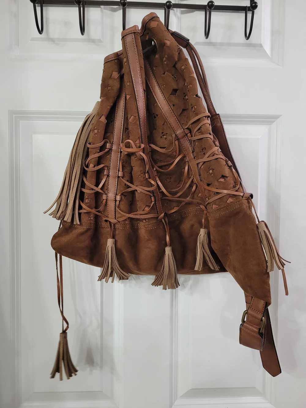 Not Rated Brown Leather Accent Handbag Interior Detail